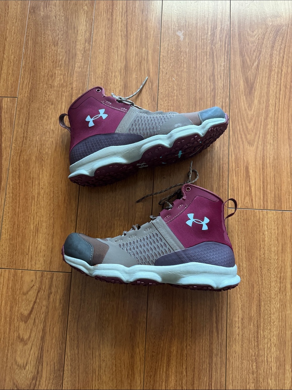 Under Armour Women's Burgundy Gray Athletic hiking sneakers